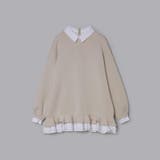 ベージュ | 気負わず快適 【春】ハイネックフェイクレイヤードスウェット 切替ティアード風スウ… | 17kg