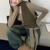 甘辛系ガールズ 【春】切替フェイクレイヤードスリム細見え起毛レースアップインナー | 17kg | 詳細画像5 