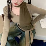 甘辛系ガールズ 【春】切替フェイクレイヤードスリム細見え起毛レースアップインナー | 17kg | 詳細画像6 