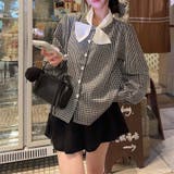 甘辛系ガールズ☆【春】リボン 配色チェック 長袖シャツ | 17kg | 詳細画像1 