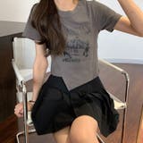 グレー | 甘辛系ガールズ☆【春】アシンメトリーTシャツショート丈 トップス | 17kg