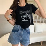 ブラック | 甘辛系ガールズ☆【春】アシンメトリーTシャツショート丈 トップス | 17kg