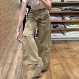 ブラウン | ユニセックス☆【春】マルチポケット カーブパンツワイド カーゴパンツ | 17kg
