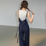 気負わず快適☆【春】デニムサロペットワイド サスペンダー リボン デニムパンツ | 17kg | 詳細画像1 