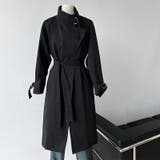 ブラック | シンプルかつエレガントな【春】ミニマルミドル丈 膝下 トレンチコート | 17kg