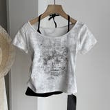 ホワイト | 配色 フェイクレイヤード 半袖Tシャツ甘辛系ガールズ☆ | 17kg