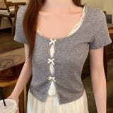 レース切替 フェイクレイヤード 半袖Tシャツゆるカワコーデ☆ | 17kg | 詳細画像11 