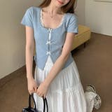 レース切替 フェイクレイヤード 半袖Tシャツゆるカワコーデ☆ | 17kg | 詳細画像4 