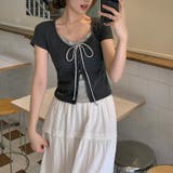 フェイクレイヤード リボン付き レース襟 半袖Tシャツゆるカワコーデ☆ | 17kg | 詳細画像2