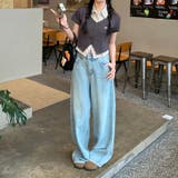 フェイクレイヤード ストライプシャツ Vネックトップスミレニアル学園風☆ | 17kg | 詳細画像9 