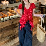 小花柄 アシンメトリートップス フリル付き ウエストシェイプゆるカワコーデ☆ | 17kg | 詳細画像2 