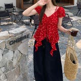 小花柄 アシンメトリートップス フリル付き ウエストシェイプゆるカワコーデ☆ | 17kg | 詳細画像9 