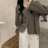 【SHOPLIST限定】【春夏】韓国風シックVネックボーダー柄カーディガン | 17kg | 詳細画像8 