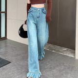 【赤字覚悟!処分セール】大人可愛いスタイルの裾フリルデニムパンツ | 17kg | 詳細画像4