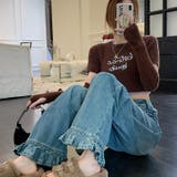 【赤字覚悟!処分セール】大人可愛いスタイルの裾フリルデニムパンツ | 17kg | 詳細画像5