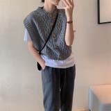 【SHOPLIST限定】使いやすいショート丈のツイスト編みニットベスト | 17kg | 詳細画像11 