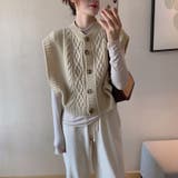 【SHOPLIST限定】使いやすいショート丈のツイスト編みニットベスト | 17kg | 詳細画像6 