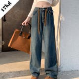 【SHOPLIST限定】韓国風引き紐付きルーズストレートデニムパンツ | 17kg | 詳細画像1 