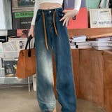 【SHOPLIST限定】韓国風引き紐付きルーズストレートデニムパンツ | 17kg | 詳細画像11 