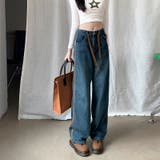 【SHOPLIST限定】韓国風引き紐付きルーズストレートデニムパンツ | 17kg | 詳細画像13 