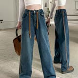 【SHOPLIST限定】韓国風引き紐付きルーズストレートデニムパンツ | 17kg | 詳細画像3 
