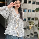 【赤字覚悟！処分セール】春夏におすすめの花柄フリルブラウス | 17kg | 詳細画像9 