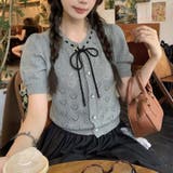 【SHOPLIST限定】キュートな雰囲気を演出。ハートの空きデザイン半袖ニットカ… | 17kg | 詳細画像1 
