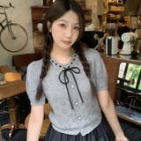 【SHOPLIST限定】キュートな雰囲気を演出。ハートの空きデザイン半袖ニットカ… | 17kg | 詳細画像10 