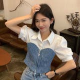 【SHOPLIST限定】デザイン性抜群で個性的な！デニムパッチワークシャツ | 17kg | 詳細画像5 