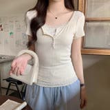 【SHOPLIST限定】(フェイク)レヤード！花柄レースエッジの半袖Tシャツ | 17kg | 詳細画像1 