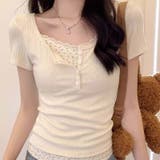 【SHOPLIST限定】(フェイク)レヤード！花柄レースエッジの半袖Tシャツ | 17kg | 詳細画像10 