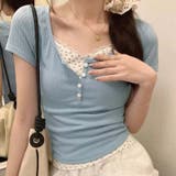 【SHOPLIST限定】(フェイク)レヤード！花柄レースエッジの半袖Tシャツ | 17kg | 詳細画像4 