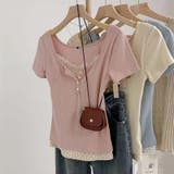 【SHOPLIST限定】(フェイク)レヤード！花柄レースエッジの半袖Tシャツ | 17kg | 詳細画像5 