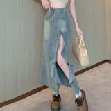 【SHOPLIST限定】体のラインを引き立て。スリット入りデニムスカート | 17kg | 詳細画像10 