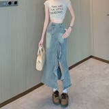 【SHOPLIST限定】体のラインを引き立て。スリット入りデニムスカート | 17kg | 詳細画像11 