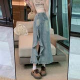 【SHOPLIST限定】体のラインを引き立て。スリット入りデニムスカート | 17kg | 詳細画像12 