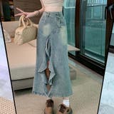 【SHOPLIST限定】体のラインを引き立て。スリット入りデニムスカート | 17kg | 詳細画像13 