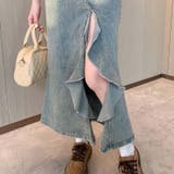 【SHOPLIST限定】体のラインを引き立て。スリット入りデニムスカート | 17kg | 詳細画像9 