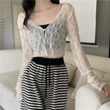 【SHOPLIST限定】通気性抜群で涼しい!ダイヤ柄大きな襟Vネック長袖シャツ | 17kg | 詳細画像1