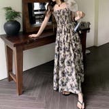 花柄がロマンチックな雰囲気を添え。フリル袖2本キャミソールワンピース | 17kg | 詳細画像3 