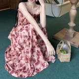 花柄がロマンチックな雰囲気を添え。フリル袖2本キャミソールワンピース | 17kg | 詳細画像6 