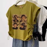 レトロで元気な!女の子のプリント入りフリルスリーブTシャツ | 17kg | 詳細画像1