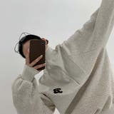 ハーフジップの小さな襟のデザインが魅力的。パッチ付きのグレーの薄手コットン長袖ス… | 17kg | 詳細画像15 