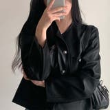 スタイルアップ効果。クルーネックの黒いPUレザーショートジャケット | 17kg | 詳細画像6