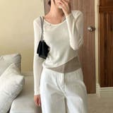 【SHOPLIST限定】秋の涼しい天候に最適!フェイクレイヤードニットトップス | 17kg | 詳細画像4