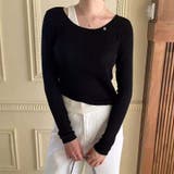 ブラック | 【SHOPLIST限定】秋の涼しい天候に最適!フェイクレイヤードニットトップス | 17kg