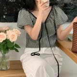 ミレニアル学園風 ゆるカワコーデ☆チェック Vネック リボンタイ シャツ | 17kg | 詳細画像5 