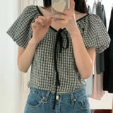 ミレニアル学園風 ゆるカワコーデ☆チェック Vネック リボンタイ シャツ | 17kg | 詳細画像8 