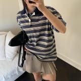 ミレニアル学園風 ゆるカワコーデ☆ストライプ柄シンプルTシャツ | 17kg | 詳細画像1 