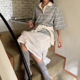 ミレニアル学園風 ゆるカワコーデ☆ストライプ柄シンプルTシャツ | 17kg | 詳細画像3 